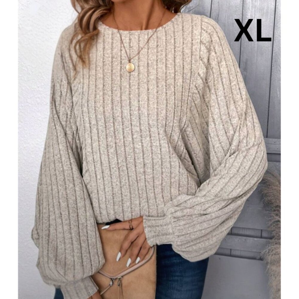 Ribbed Beige Blouse